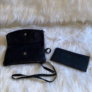 Black clutch purse with matching checkbook holder